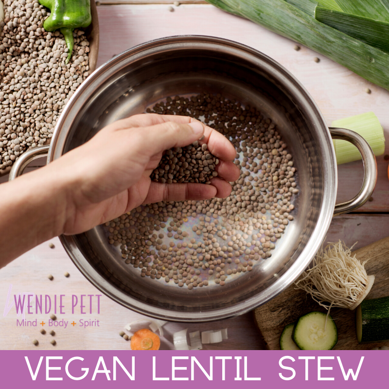 Awesome vegan lentil stew recipe to warm you up on a cold day.