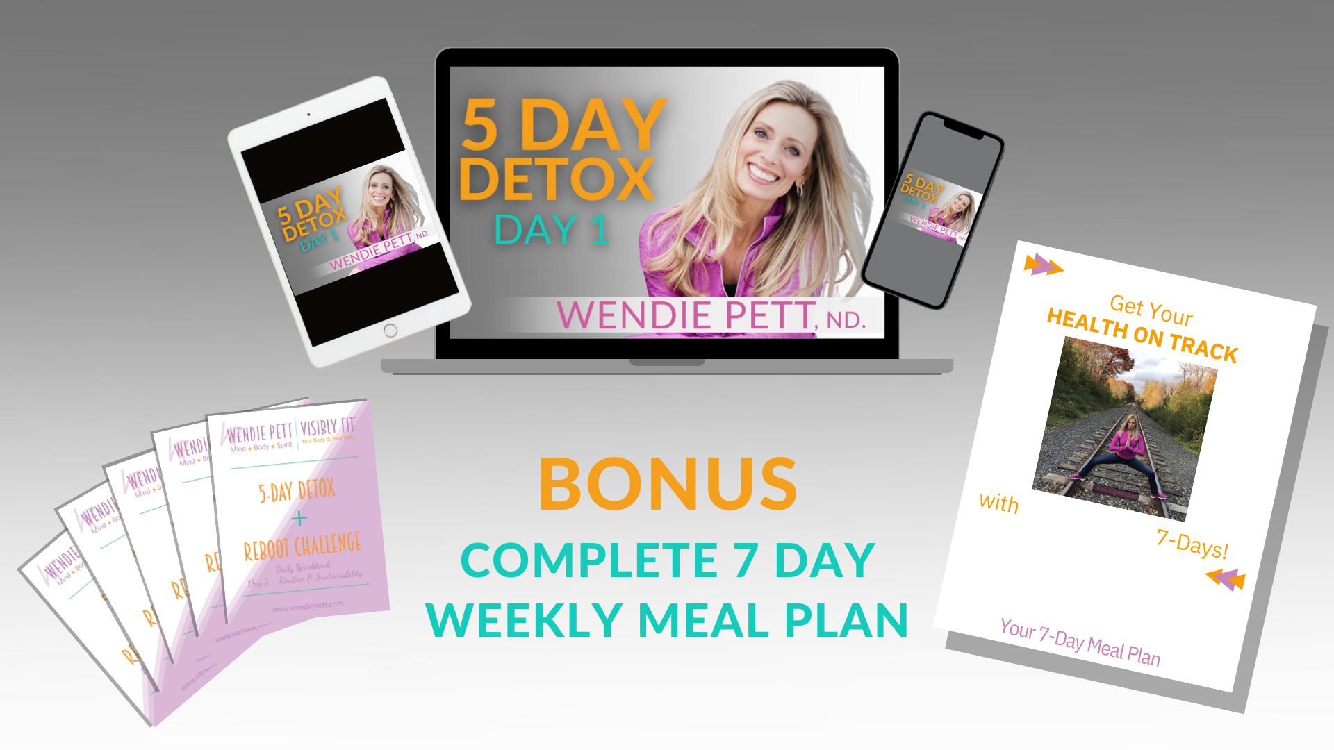 BONUS Complete 7 Day Weekly Meal Plan as part of the 5 Day Detox + Reboot with Wendie Pett