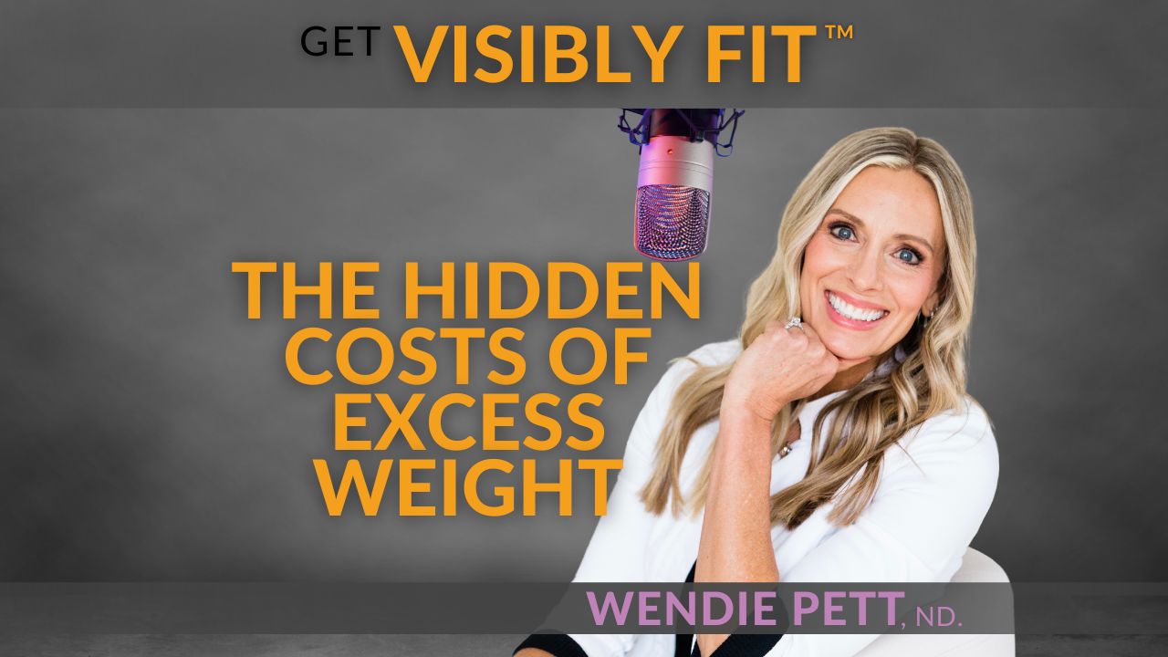Hidden Costs of Excess Weight title in text with photo of Wendie and Get Visibly Fit™ logo